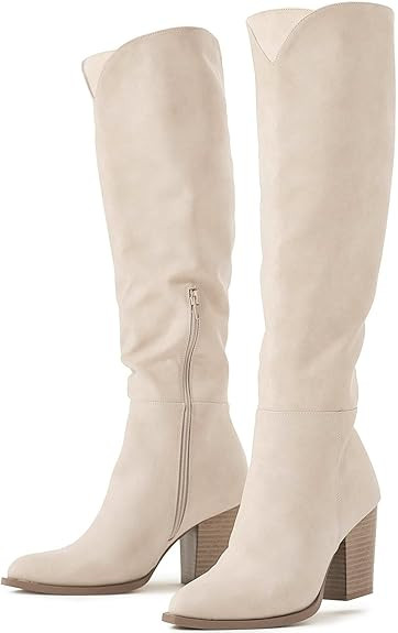 Putu Women's Knee High Boots High Heel Western Boots Pointed Toe Tall Boots | Amazon (US)