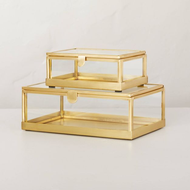 Metal & Glass Trinket Box Brass Finish - Hearth & Hand™ with Magnolia | Target