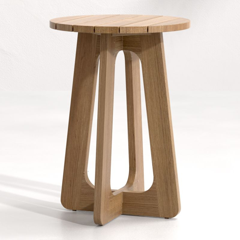 Ekland Tall Teak Nesting Table | Crate and Barrel | Crate & Barrel