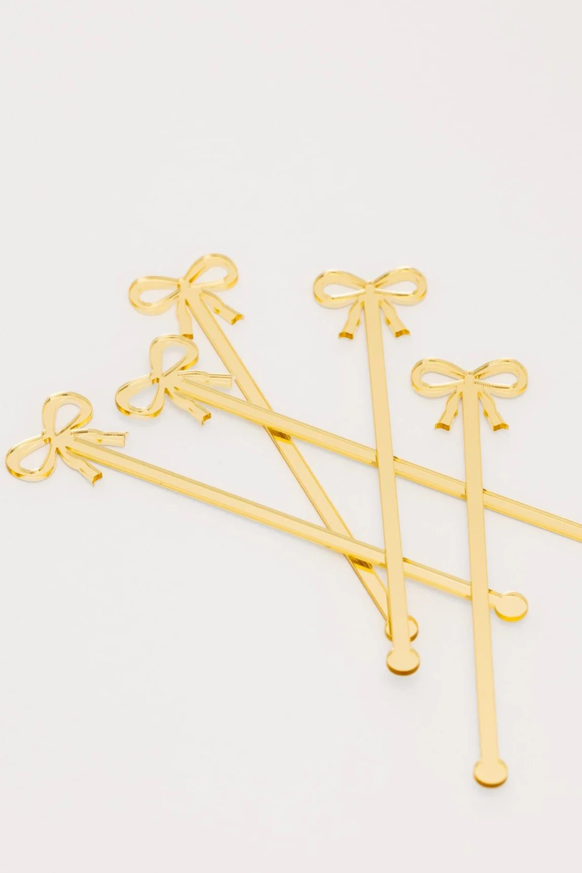 Twice As Nice Bow Cocktail Stirrer - Gold - Set of 5 | THELIFESTYLEDCO