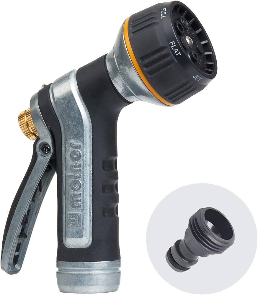 Melnor XT Metal 7-Pattern Hose Nozzle: Rear Trigger, Slip-Resistant Grip | Amazon (US)