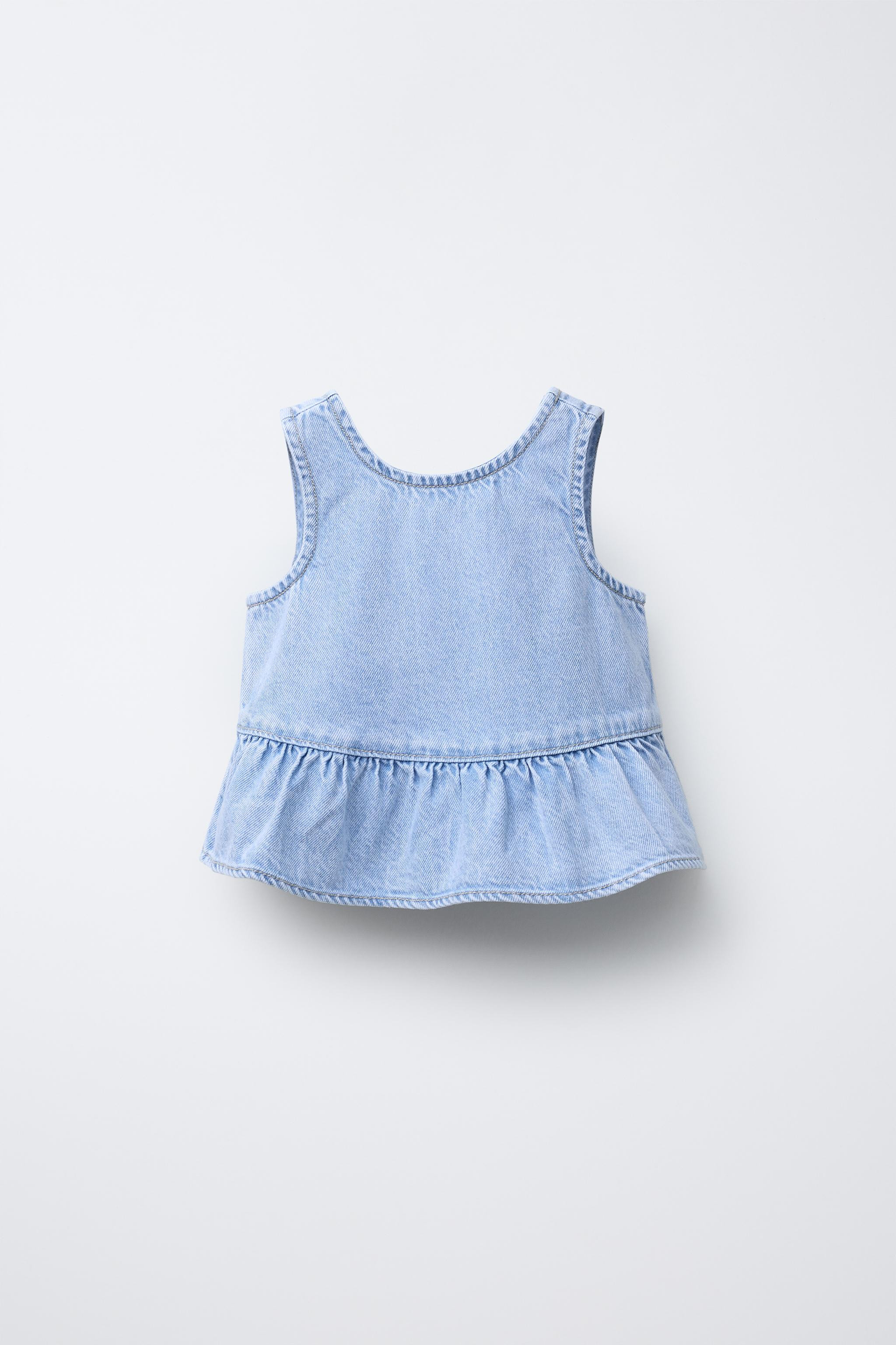 RUFFLED DENIM TOP | Zara US