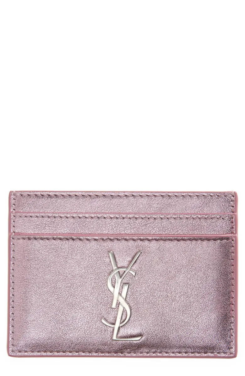 YSL Metallic Leather Card Holder | Nordstrom
