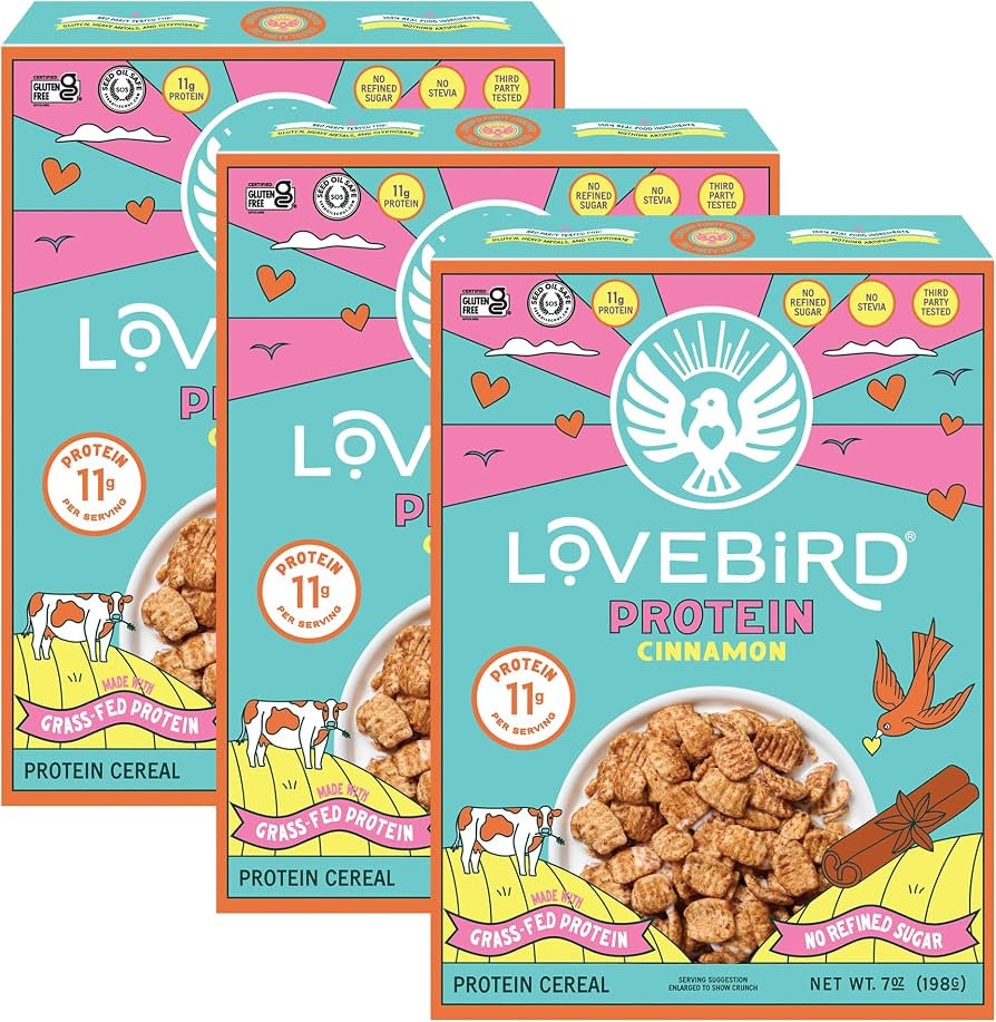 Lovebird Protein Cereal 3 Pack - Protein Cinnamon | Amazon (US)