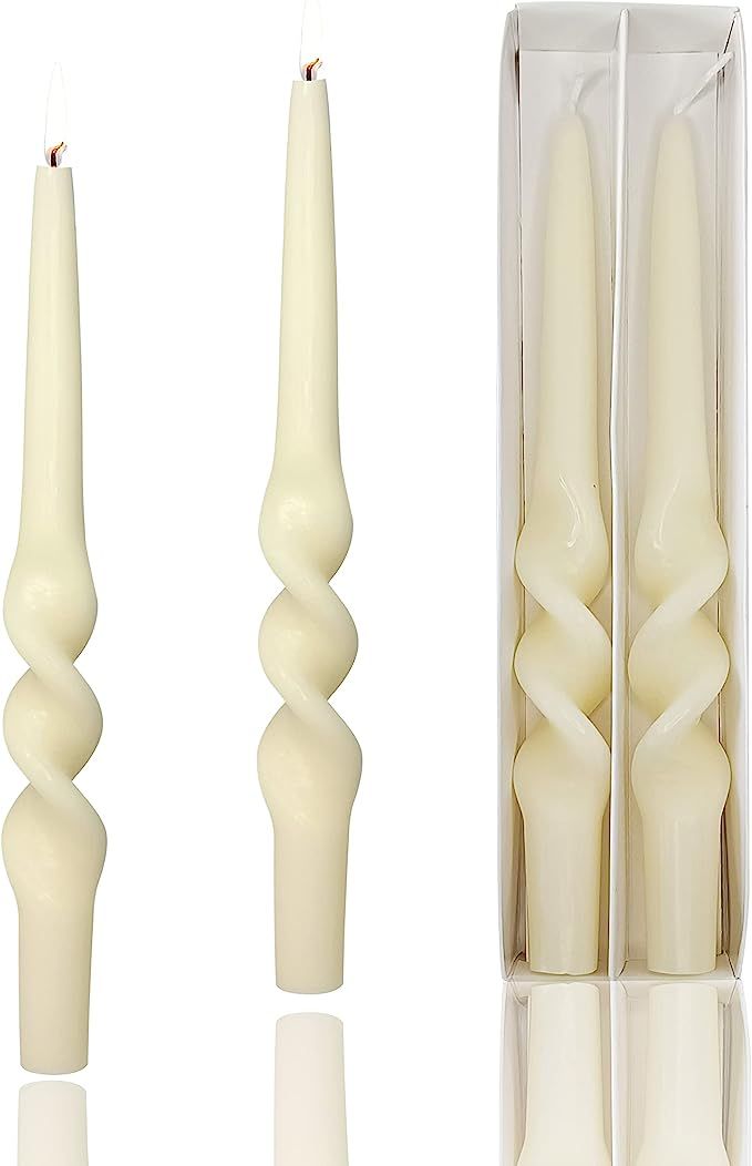 White Taper Candles Twisted Candles Sticks - White Spiral Candlesticks - Unscented Candles for We... | Amazon (US)