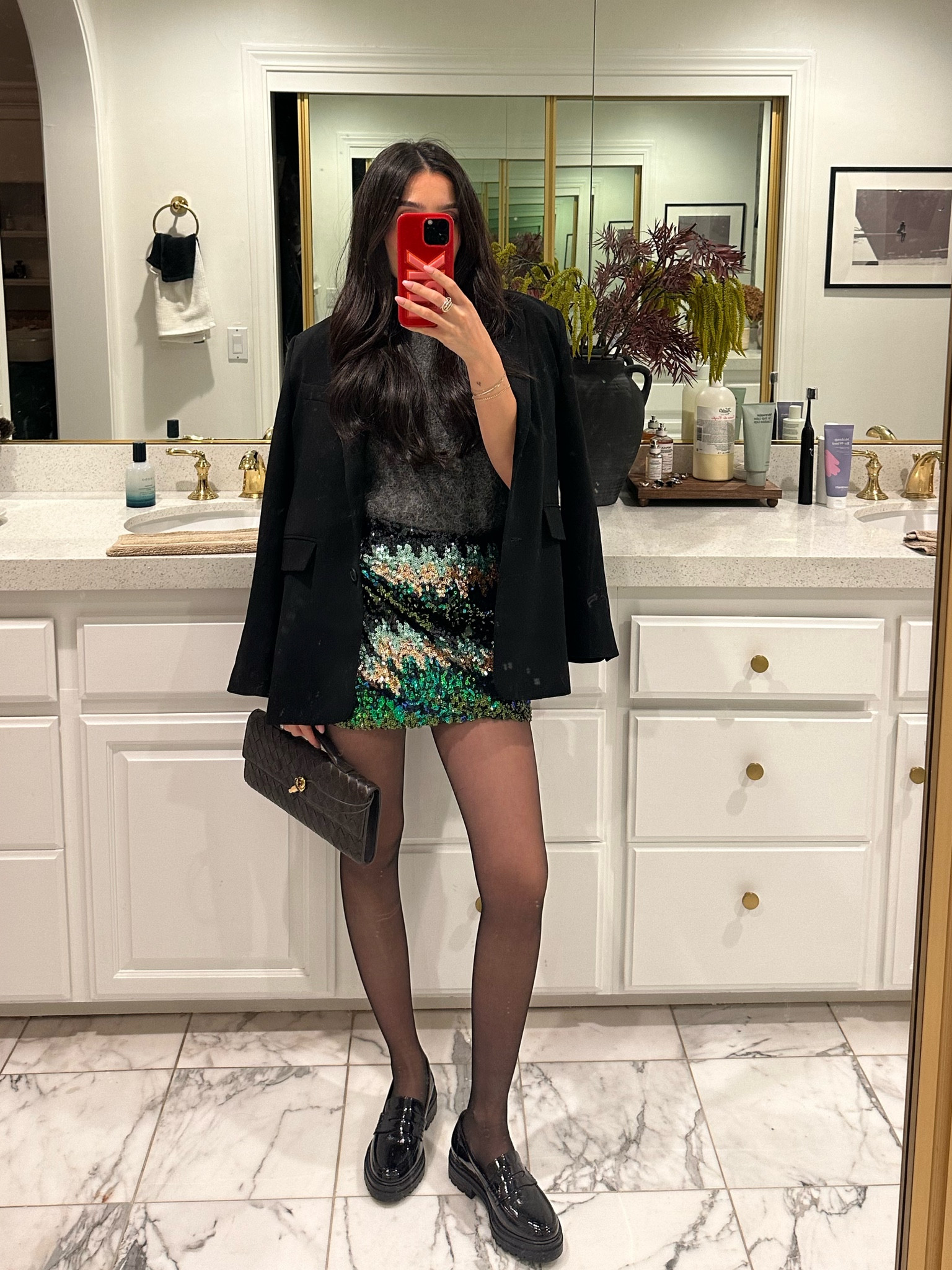 Birthday dinner outfit. Top is sold out so linking similar! The dusty blue short sleeve is the closest match style wise, but also loving the full length sweaters. Blazer is old Zara.

#LTKItBag #LTKShoeCrush #LTKStyleTip