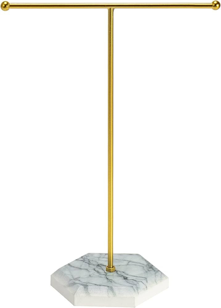 MingsunTan Necklace Holder Jewelry Organizer Stand T-Bar Plated Metal Jewelry Stand Display For E... | Amazon (US)