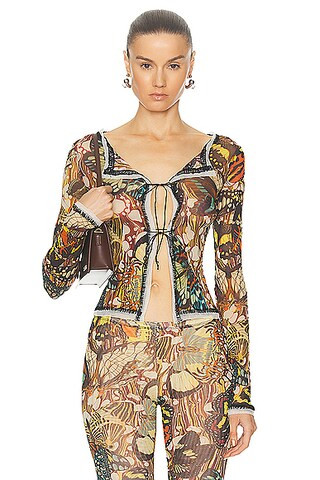 Papillon Mesh Long Sleeve Cardigan | FWRD 