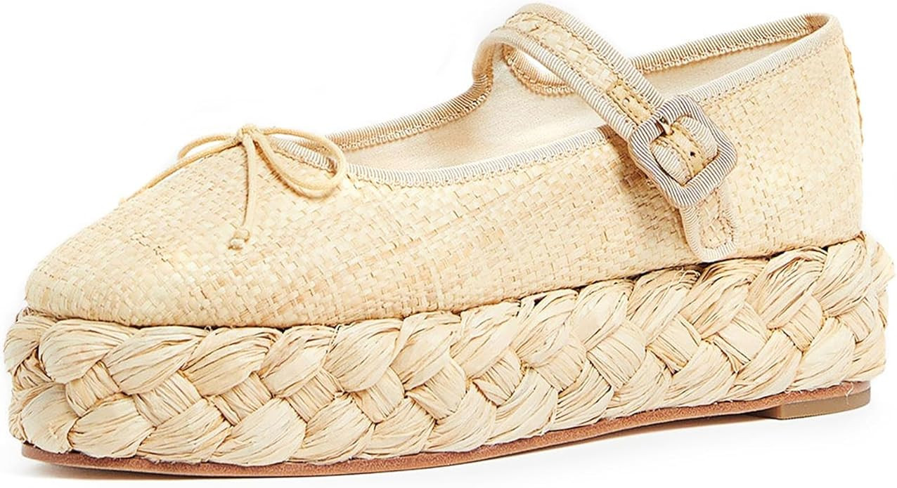 Raffia Platform Sandals Women Woven Straw Platform Mary Jane Shoes for Women Comfortable Beach Es... | Amazon (US)