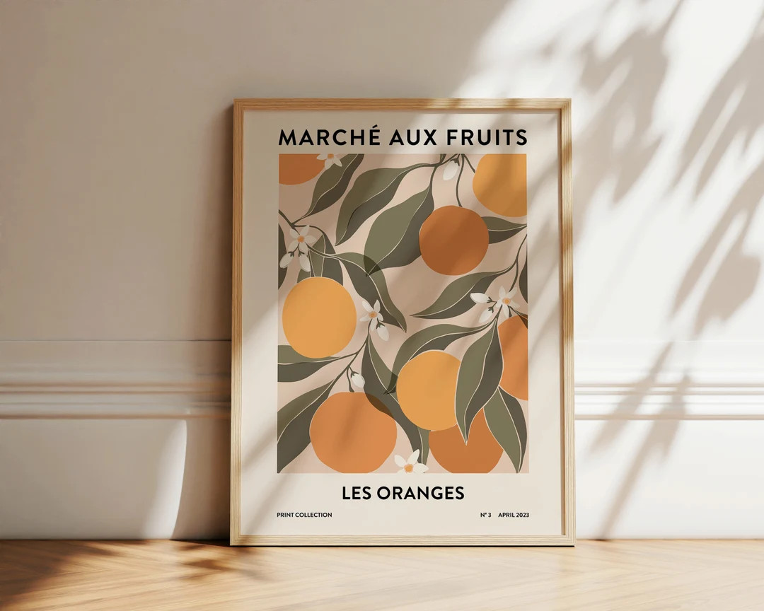 Oranges Print Fruit Market Print Abstract Wall Art Botanical Poster Orange Illustration Printable... | Etsy (US)