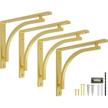 Classic Brass Heavy Duty Shelf Brackets 8 inch by Balin Designs – Gold L Bracket, Wall Mounted ... | Amazon (US)
