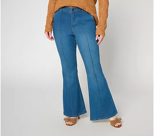 Make Your Selection: Peace Love World Petite Full Length Flare Leg Denim | QVC