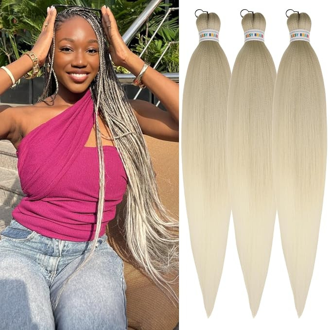Ombre Ash Blonde Braiding Hair Pre stretched Box Braiding Hair Extensions Feed in Braids | Amazon (US)