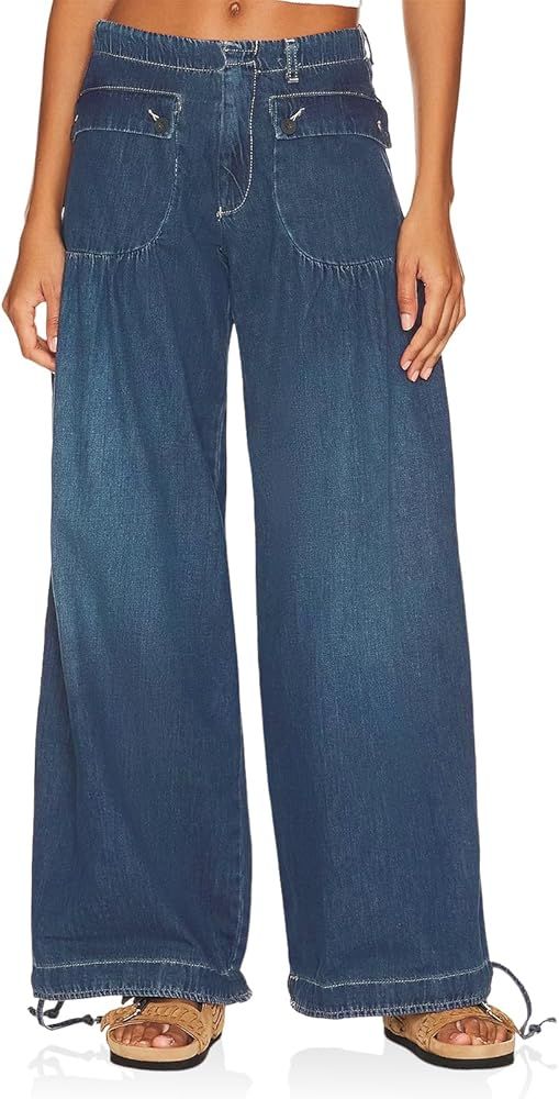 PLNOTME Womens Baggy Wide Leg Jeans Casual Mid Rise Balloon Jogger Denim Pants | Amazon (US)