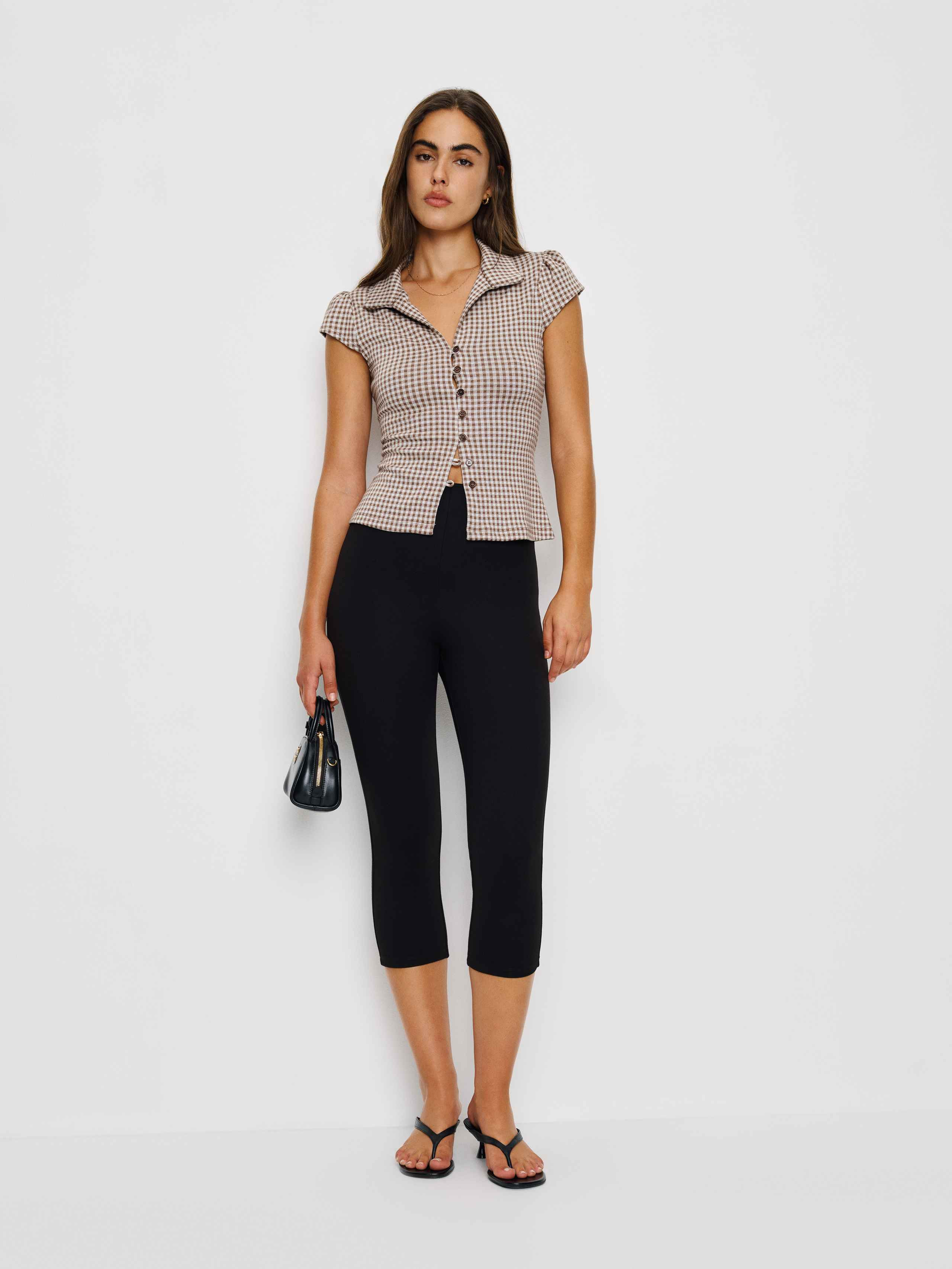 Reformation Jenna Knit Top Brown/White Medium | Reformation (Global)