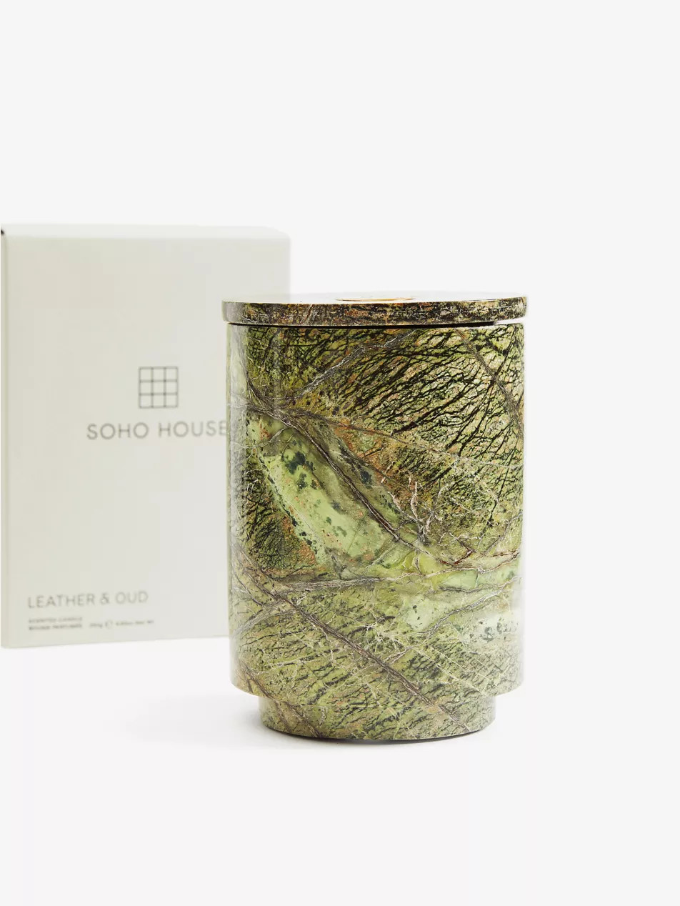 Verona leather and oud scented marble candle 1.5kg | Selfridges
