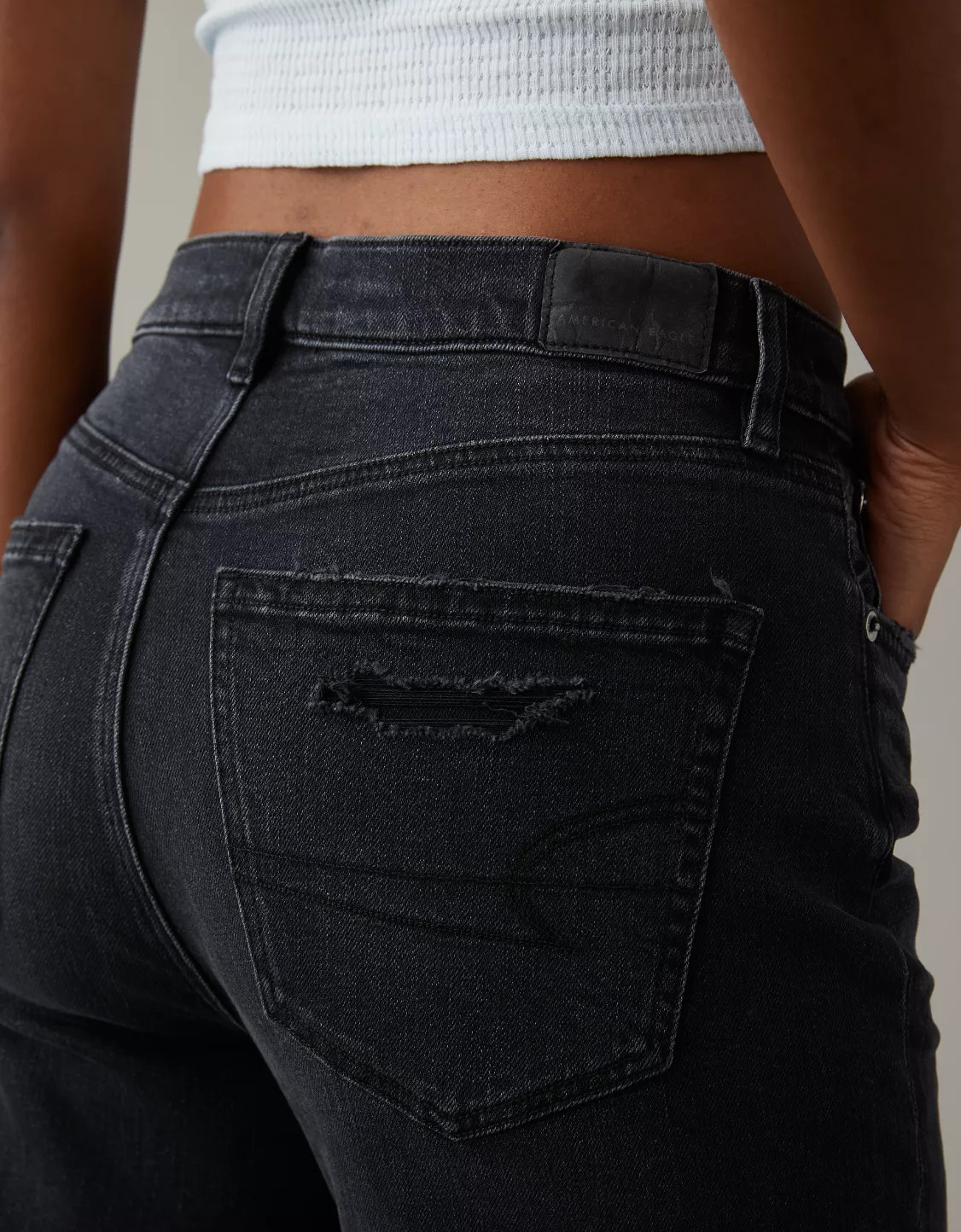 AE Strigid Ripped Super High-Waisted Baggy Straight Jean | American Eagle Outfitters (US & CA)