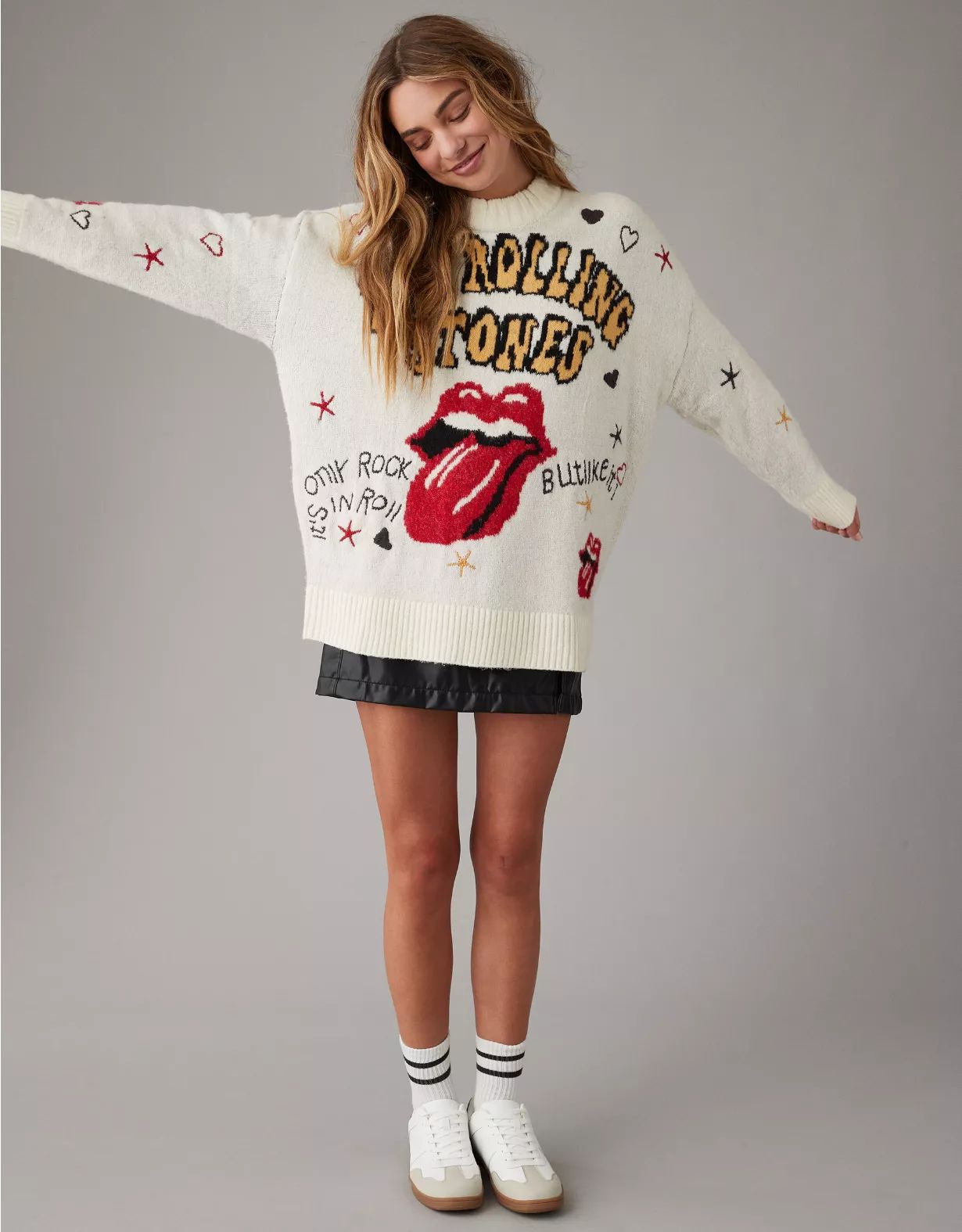 AE Whoa So Soft Rolling Stones Crewneck Sweater | American Eagle Outfitters (US & CA)