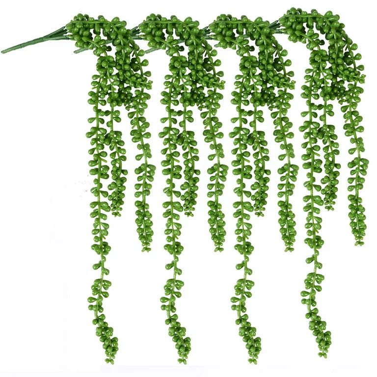 QLOUNI 4pcs Artificial Plant Succulent fake Hanging plants Large Fake String of Pearls Faux Plant... | Walmart (US)