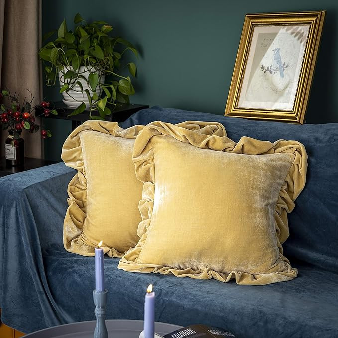 GLORY SEASON Velvet Throw Pillow Cover Soft Decorative Luxurious Solid Square Cushion Case for So... | Amazon (US)