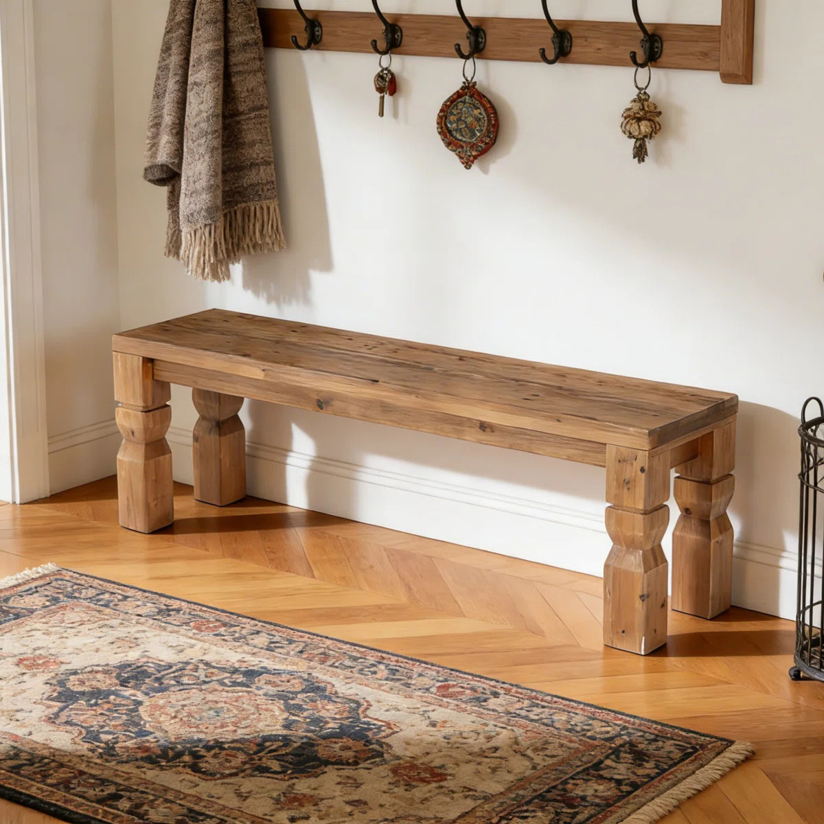55" Solid Wood Entryway Shoe Bench, Farmhouse End Of Bed Bench | Wayfair North America