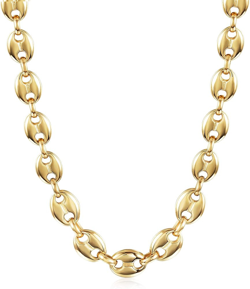 Coffee Bean Necklace Stacke Link for Women Adjustable Clasp Gold Plated Stainless Steel Link Char... | Amazon (US)