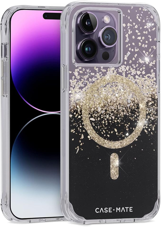 Case-Mate iPhone 14 Pro Max Case - Karat Onyx [10FT Drop Protection] [Compatible with MagSafe] Ma... | Amazon (US)