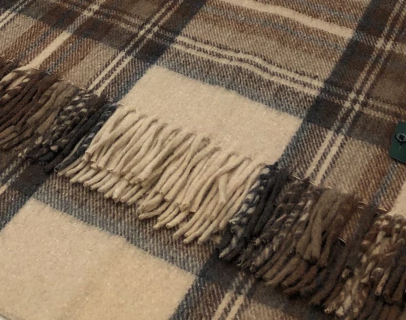 Highland Wool Blend Stewart Natural Dress Tartan Blanket Throw - Etsy | Etsy (US)