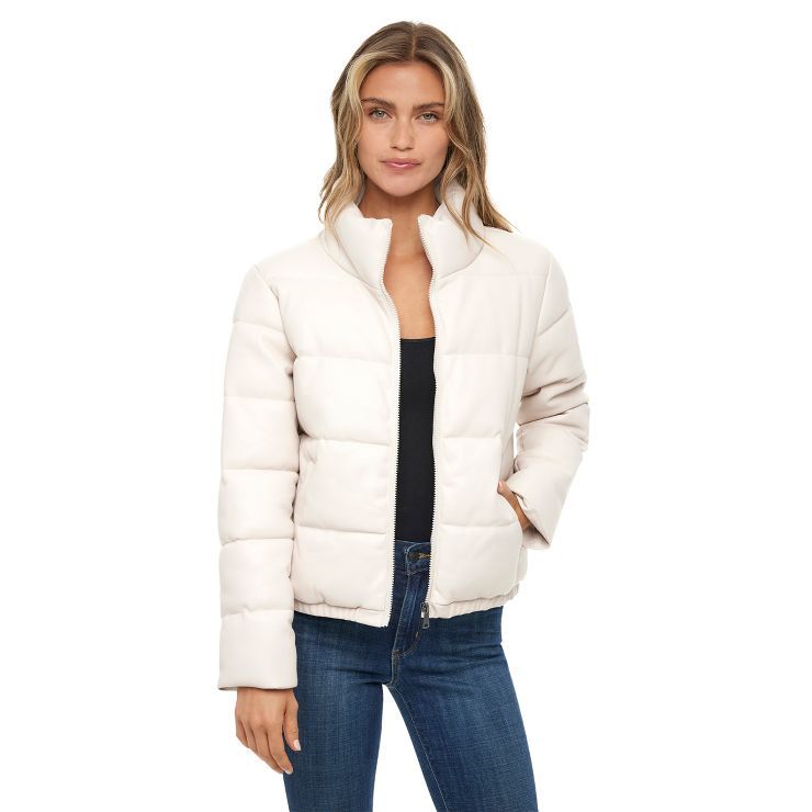 Women's Faux Leather Puffer Jacket, Puffy Coat - S.E.B. By SEBBY | Target