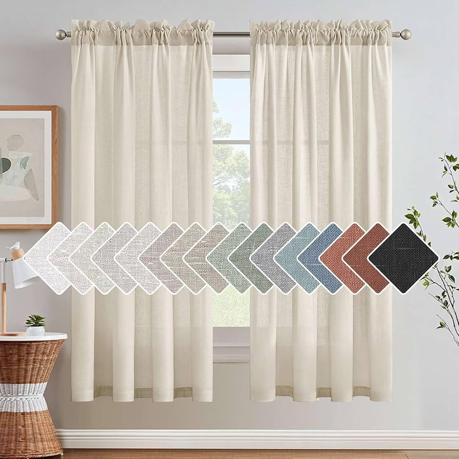 Linen Curtains Elegant Natural Linen Blended Curtains Energy Efficient Light Filtering / Rod Pock... | Amazon (US)