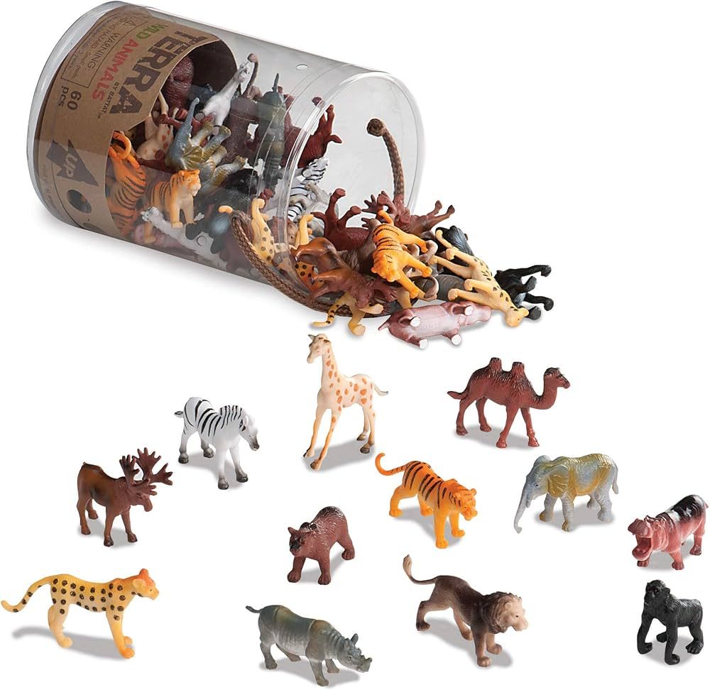 Terra by Battat – 60 Pcs Wild Creatures Tube – Realistic Mini Animal Figurines – Lion, Hipp... | Amazon (US)