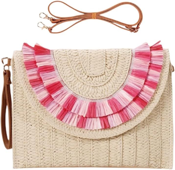 Jormino Straw Envelope Clutch for Women Straw Beach Bags Handwoven Crossbody Purse Fashion Handba... | Amazon (US)