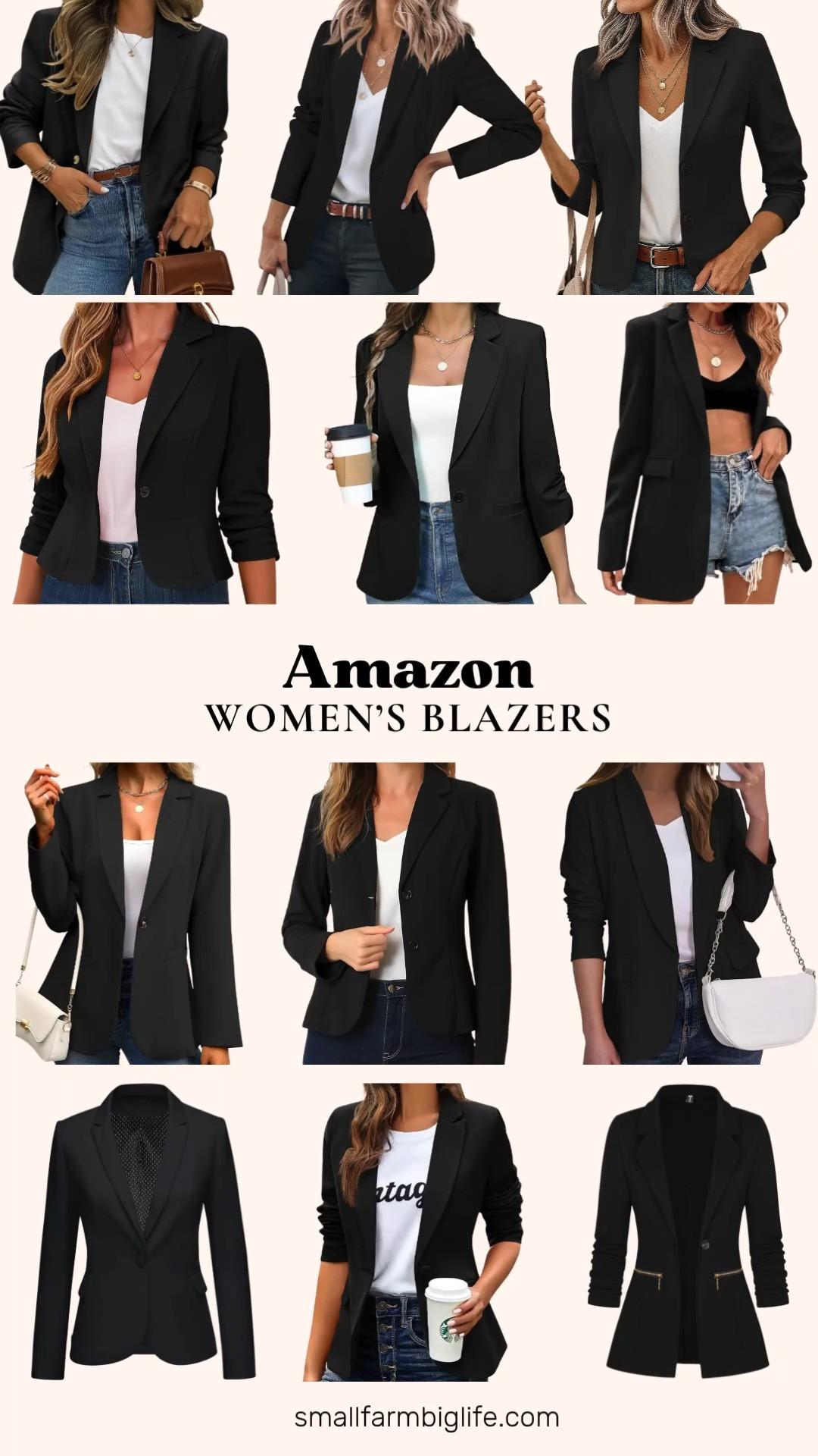 Black Blazers For Work, All Under One Roof

If you are building out a business casual capsule wardrobe, a great black blazer is non negotiable. This roundup covers every silhouette you could want, from classic notch lapel blazers with long sleeves and pockets, to cropped and ruched sleeve styles that feel a little more fashion forward.

For a traditional office look, a fully lined notched lapel blazer or a slim fit suit jacket works for interviews and daily meetings alike. If you want something with more ease, an oversized boyfriend blazer with a single button closure or a knit blazer with an open front gives you the same polish with a more relaxed fit. A cropped blazer with three quarter ruched sleeves is perfect for pairing with high waisted trousers or a midi skirt, and a wrinkle resistant option with flap pockets is ideal for travel or long office days.

Whatever your style, there is a black work blazer here that fits your capsule wardrobe.

#blackblazer #businesscasual #workwear #capsulewardrobe #officeoutfit 

 #LTKootd #LTKOver40 #LTKWorkwear