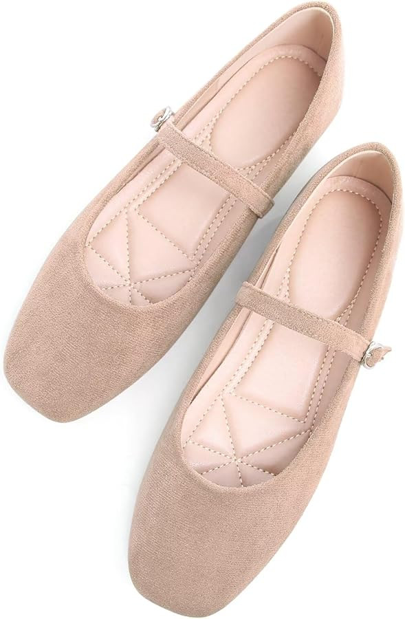 TN TANGNEST Leather Flats for Women Comfortable Square Toe Slip On Flats Soft Work Flats Retro Ma... | Amazon (US)