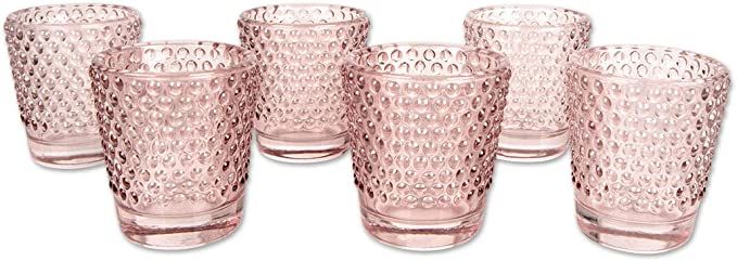 Koyal Wholesale Blush Pink Hobnail Glass Candle Holders, 6 Piece Pack, Boho Inspired Decor, Brida... | Amazon (US)