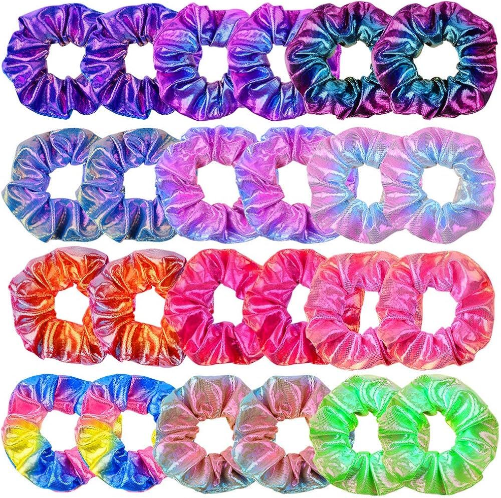 OCATO 24Pcs Hair Scrunchies for Girls Shiny Metallic Scrunchies Cute Elastic Hair Bands Scrunchy ... | Amazon (US)