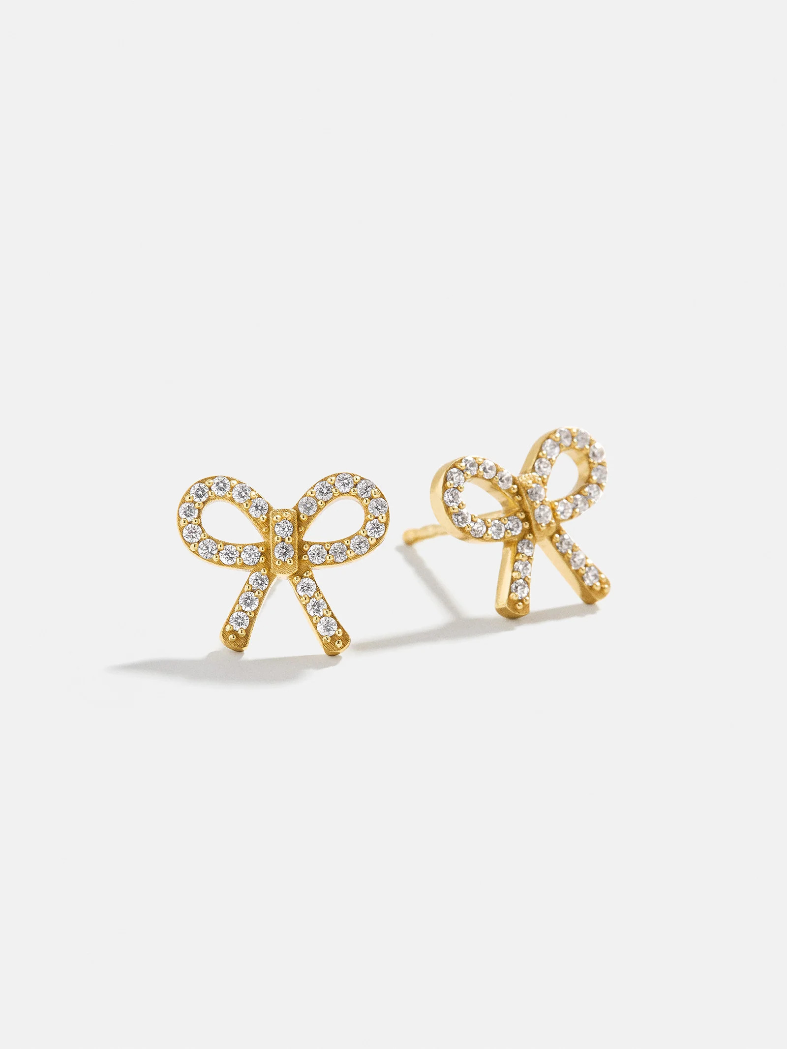 18K Gold Bow Earrings - Clear/Gold | BaubleBar (US)