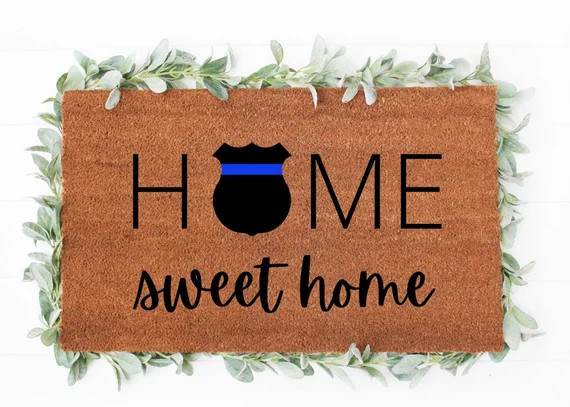 Home sweet home Police Badge doormat | Doormat  | Cute Doormat |  Police Doormat | Farmhouse Deco... | Etsy (US)
