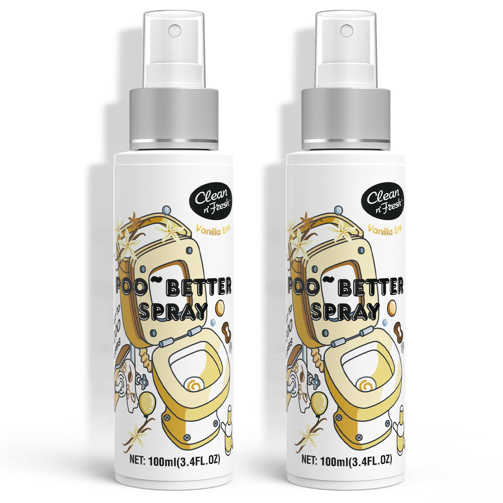 Clean-n-Fresh Toilet Spray 6.8 Fl.Oz, Vanilla Scent, Natural Plant Essential Oil Air Freshener & ... | Amazon (US)