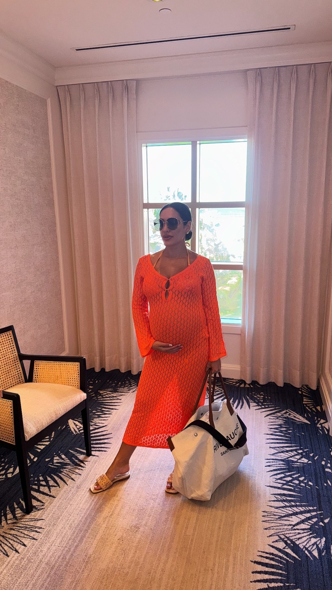 Maternity beach look 🌴 wearing a small in the orange cover up 🧡

#LTKTravel #LTKBump #LTKootd