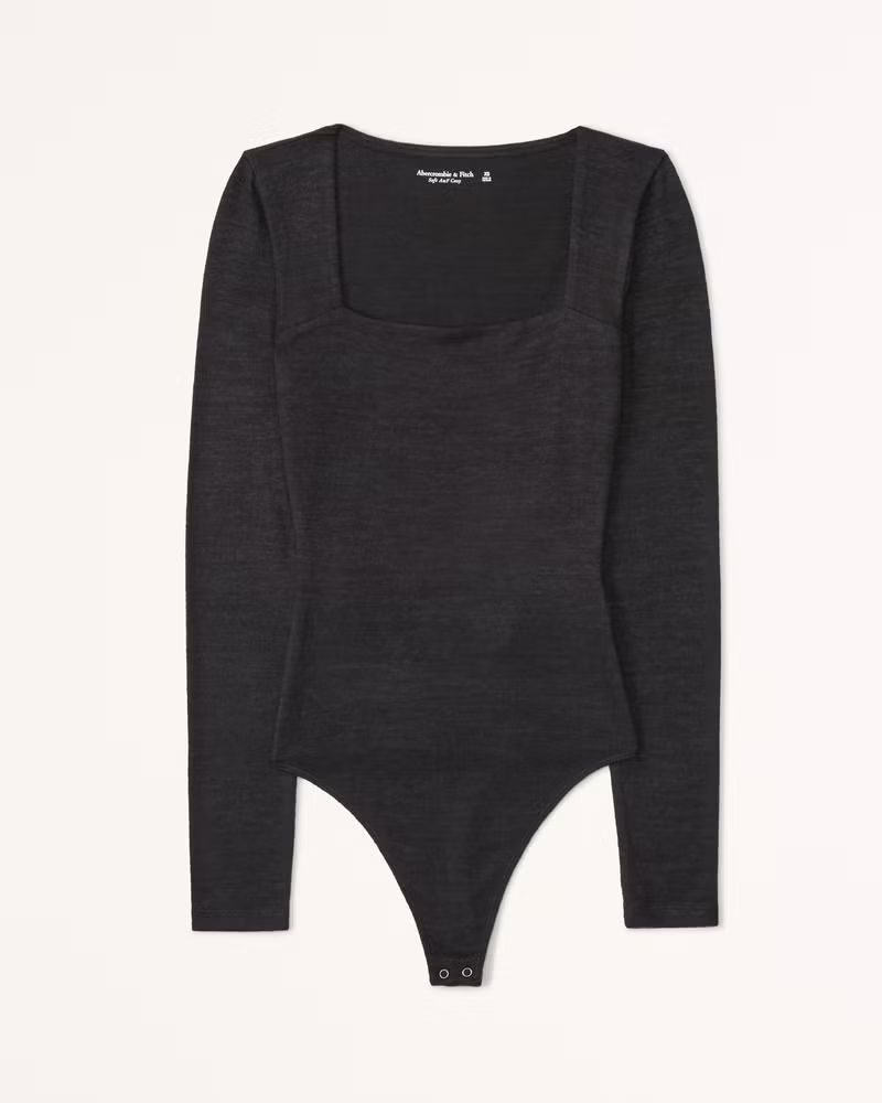 Women's Long-Sleeve Cozy Squareneck Bodysuit | Women's Tops | Abercrombie.com | Abercrombie & Fitch (US)