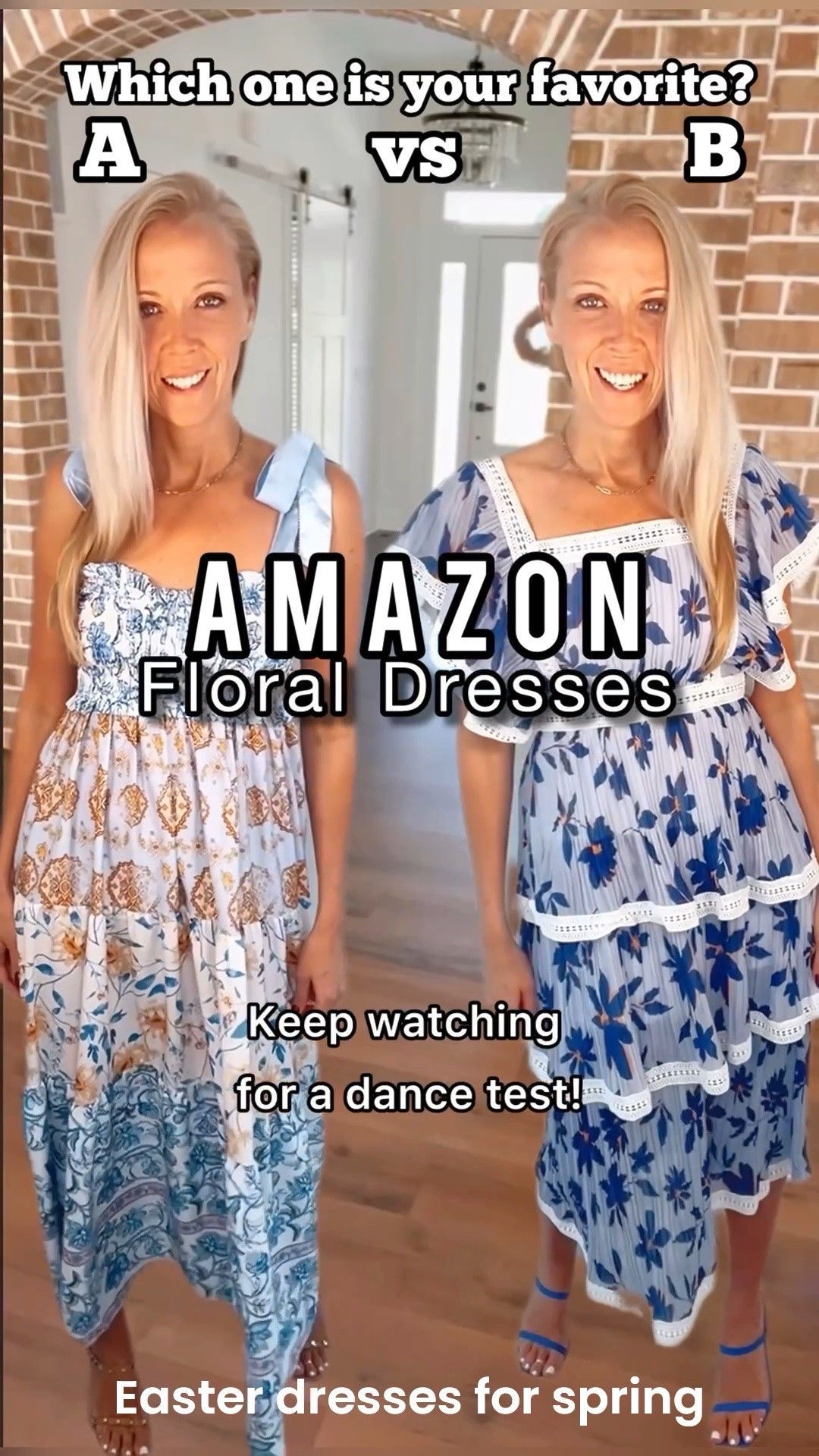 Which dress—A or B? 

If you’re looking for a UNIQUE spring / Easter dress that you haven’t seen everybody wearing yet —I’m going to be sharing different Amazon dresses under $50 this month so stay tuned 👀

Dress A:  tiered multiple shades of blue floral dress with tie straps 🙌 

Dress B:  blue floral ruffle dress with tiers

#amazonfashion #springfavorites2026 #founditonamazon #easterdress #springdress #springdresses #floraldresses 

#LTKWedding #LTKSeasonal #LTKOver40