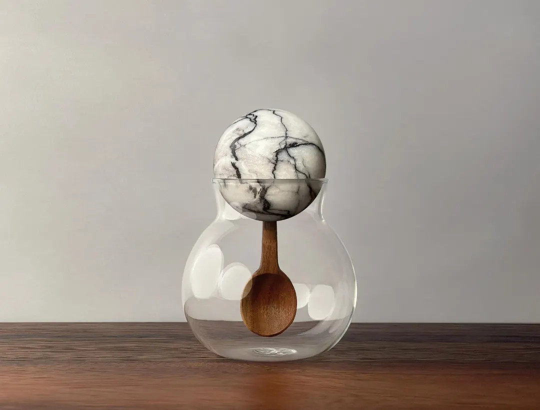 Decorative Spherical Glass Container/jar With White Marble, Red Marble or Green Marble Ball Lid a... | Etsy (US)