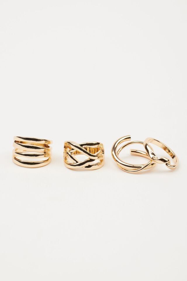 4-Pack Twisted Metal Rings | Dynamite Clothing