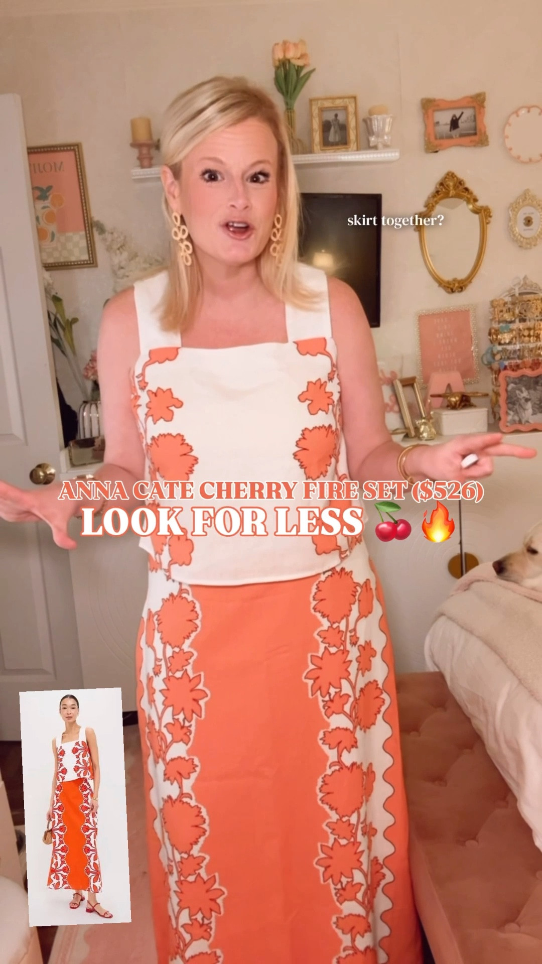 Anna Cate look for less, Anna Cate Cherry Fire set dupe, Anna Cate inspired outfit, designer resort wear look for less, Tuckernuck look for less, resort matching set women, linen matching set women, square neck tank set women, midi skirt set women, floral matching set women, resort outfit women, vacation outfit women, spring break outfit women, preppy resort outfit, southern style outfit, Palm Beach outfit women, coastal vacation outfit women, spring wedding guest outfit, bridal shower outfit women, elevated spring outfit women

The Anna Cate Cherry Fire set retails for $526.

This is the one you add to cart immediately.

Same bold high-contrast floral print. Same square neckline that frames the shoulders beautifully. Same structured midi silhouette that reads polished, southern resort, and genuinely expensive in person. Sold separately, which makes it even more versatile.

Linen and lyocell blend. Breathable and lightweight — exactly what you want for warm weather dressing.

Medium in the top. Size 6 in the skirt. True to size with a structured but comfortable fit.

Wear it together for the full Anna Cate look-for-less moment. Tank with white denim and gold sandals. Skirt with a crisp white button-down and raffia heels. 

Every version looks intentional. Every version reads designer.

It gives:
— Anna Cate resort energy
— Tuckernuck southern charm
— Palm Beach vacation dressing
— Spring wedding guest moment
— Bridal shower outfit
— The set people assume you spent $500 on
You don’t need $526 to get the Anna Cate look. This is proof.

#LTKTravel #LTKSeasonal #LTKWedding​​​​​​​​​​​​​​​​ #LinenSet #LookForLess #ResortWear #GoingViral #ResortStyle #AnnaCate

#LTKSaleAlert #LTKTravel #LTKWedding