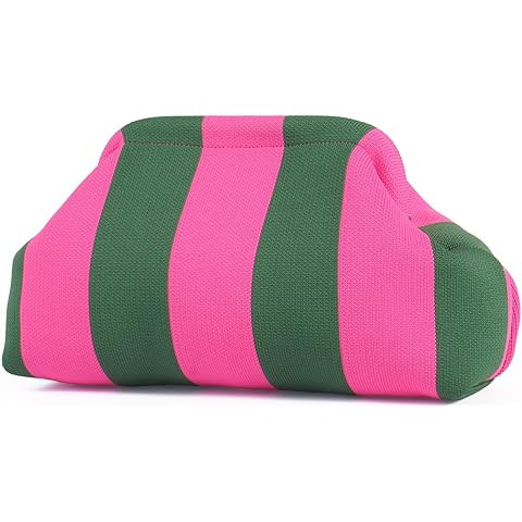 Woven Dumpling Bags for Women Pink and Green Purse Colorblock Clutch Crochet Purses Handbags Summ... | Amazon (US)