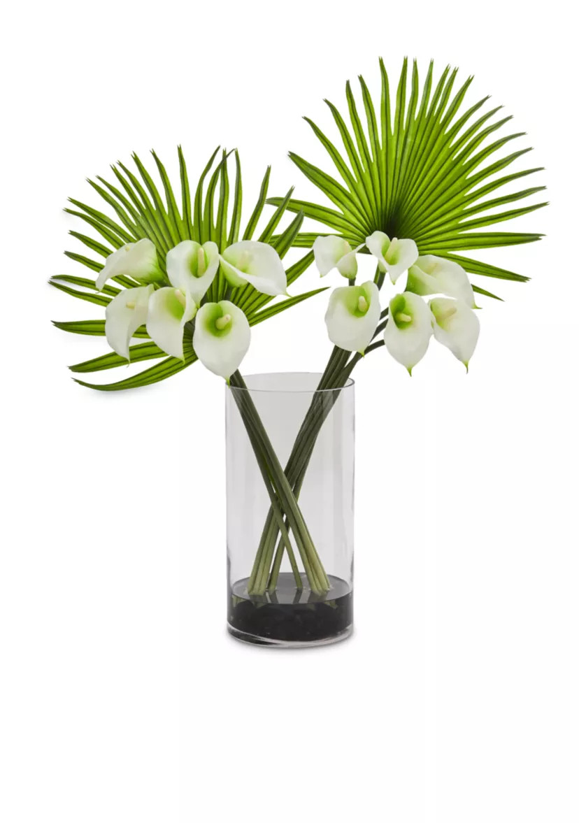 Calla Lily and Fan Palm Artificial Arrangement | Belk