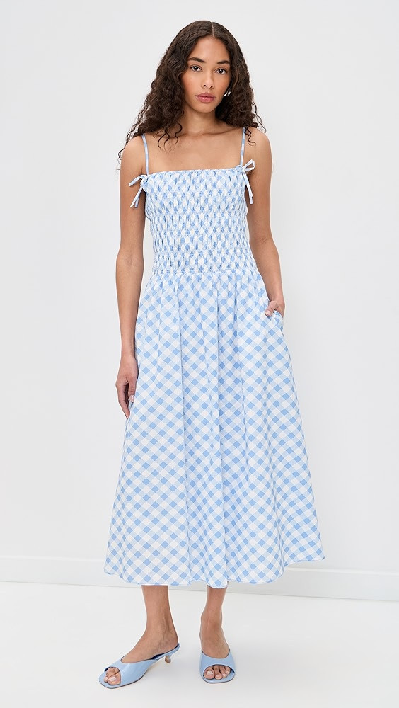 English Factory Checked Smocked Midi Dress | Shopbop | Shopbop