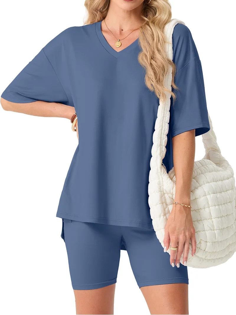 Cueply 2 Piece Sets for Women Summer Outfits Lounge Set Casual Matching Clothing Oversized T-Shir... | Walmart (US)