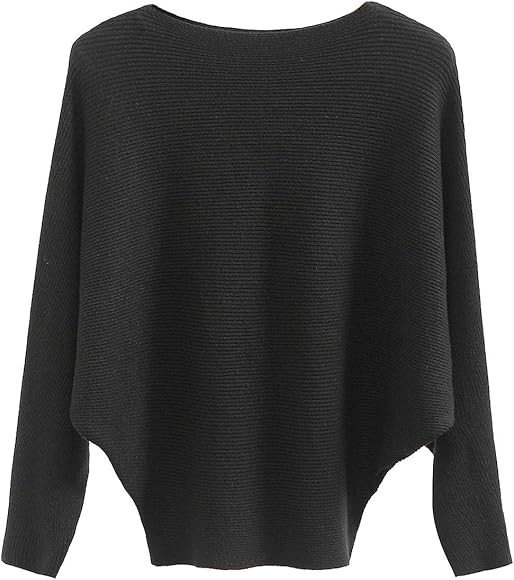 GABERLY Boat Neck Batwing Sleeves Dolman Knitted Sweaters and Pullovers Tops for Women | Amazon (US)